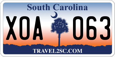 SC license plate XOA063