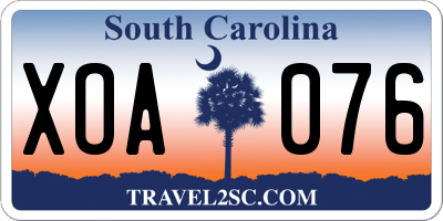 SC license plate XOA076