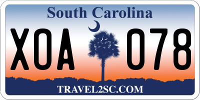 SC license plate XOA078