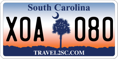 SC license plate XOA080