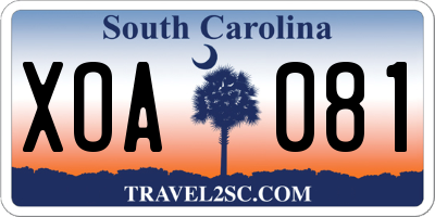 SC license plate XOA081