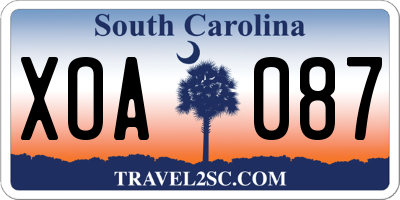 SC license plate XOA087