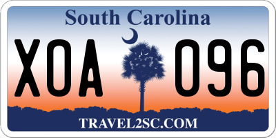 SC license plate XOA096