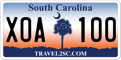 SC license plate XOA100