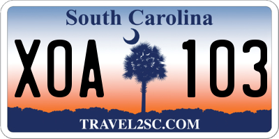 SC license plate XOA103