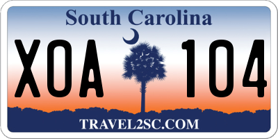 SC license plate XOA104