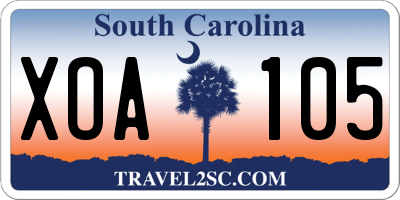SC license plate XOA105