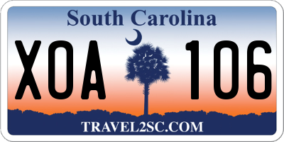 SC license plate XOA106