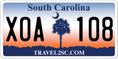 SC license plate XOA108