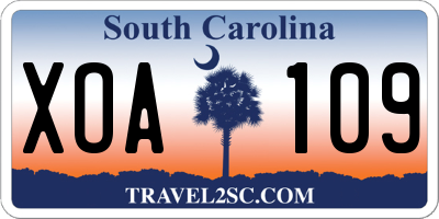 SC license plate XOA109