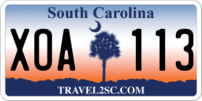 SC license plate XOA113