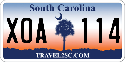 SC license plate XOA114