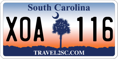 SC license plate XOA116
