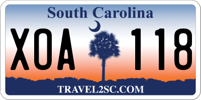 SC license plate XOA118