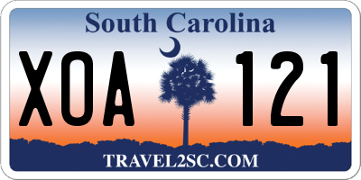 SC license plate XOA121