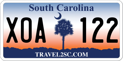 SC license plate XOA122