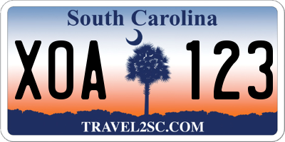 SC license plate XOA123