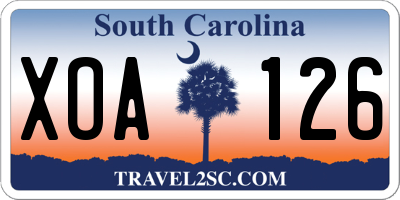 SC license plate XOA126
