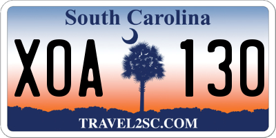 SC license plate XOA130