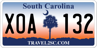 SC license plate XOA132