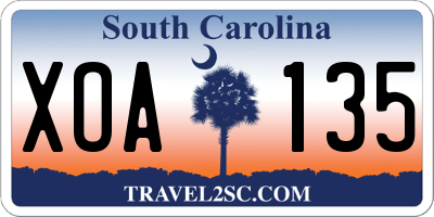 SC license plate XOA135