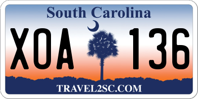 SC license plate XOA136