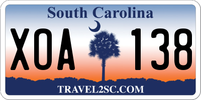 SC license plate XOA138