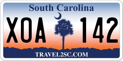 SC license plate XOA142