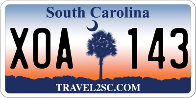 SC license plate XOA143