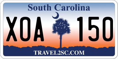 SC license plate XOA150