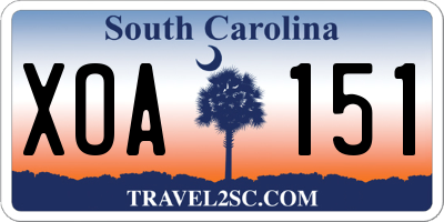 SC license plate XOA151