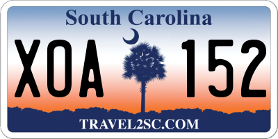 SC license plate XOA152