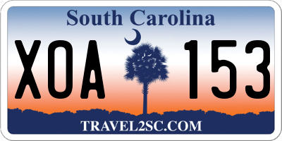 SC license plate XOA153
