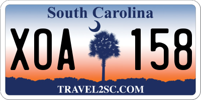 SC license plate XOA158