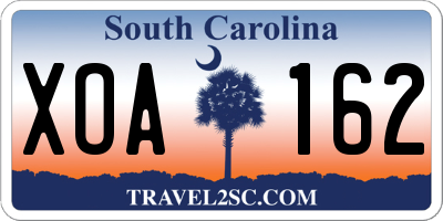 SC license plate XOA162