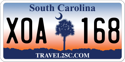 SC license plate XOA168