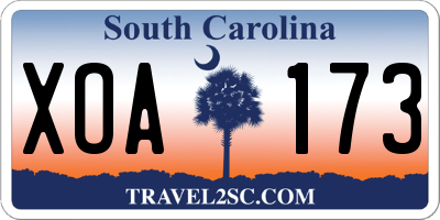 SC license plate XOA173