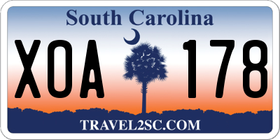 SC license plate XOA178