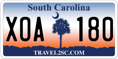 SC license plate XOA180