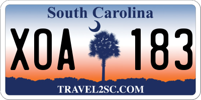 SC license plate XOA183