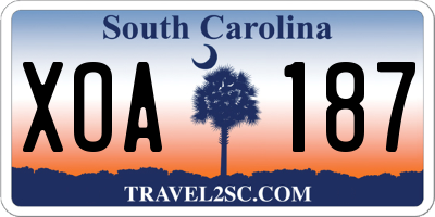 SC license plate XOA187