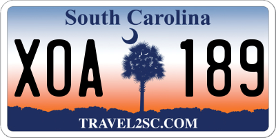 SC license plate XOA189