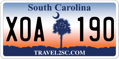 SC license plate XOA190