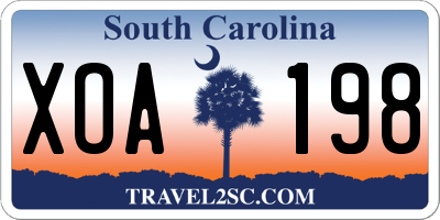 SC license plate XOA198