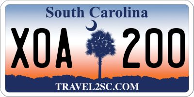 SC license plate XOA200
