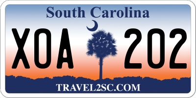 SC license plate XOA202
