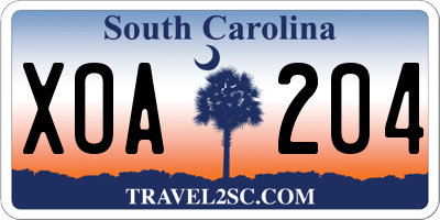 SC license plate XOA204