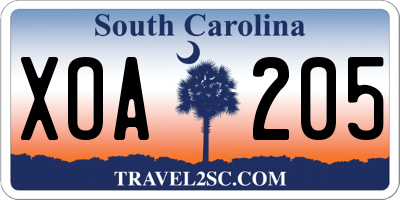 SC license plate XOA205