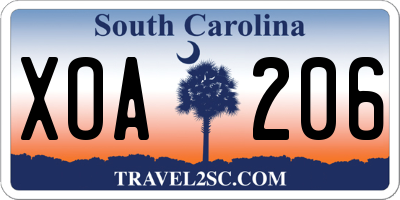 SC license plate XOA206