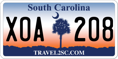SC license plate XOA208